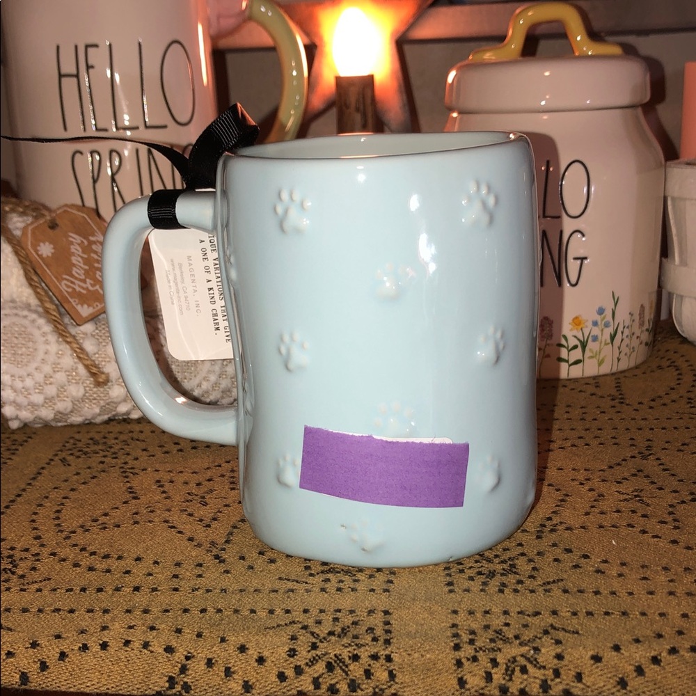 Rae Dunn FUR MOM Mug Light Blue/Raised Paw Prints - Picture 5 of 10
